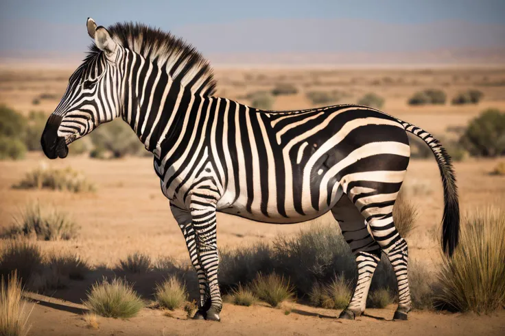 desert landscape (masterpiece, best quality:1.2), ultra-detailed, zebra standing, (realistic:1.5), <lora:EdobZebra_v1.0:0.8>