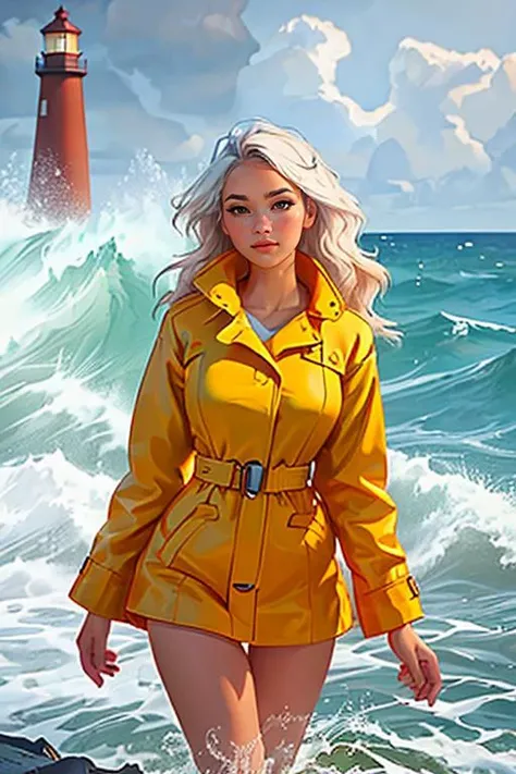 DEN_sofia_gomezMK2
(portrait of a lighthouse keeper (walking on the rocks:1.2) on a dark (stormy night:1.2) wearing a yellow raincoat in the wind, (waves crashing:1.2) into the rocks, (storm:1.2), (wind swept:1.2), (gale:1.1), (tsunami:1.1), lighthouse, (night time:1.2), (wet rocks, rocks, rocky:1.2), (splashing waves:1.2), waves, (ocean spray:1.2), (lighthouse:1.1):1.2),
bokeh, f1.4, 40mm, photorealistic, raw, 8k, textured skin, skin pores, intricate details <lora:epi_noiseoffset2:1>, epiCRealism