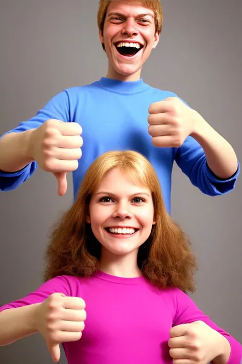 smile, thumbs down, <lora:thumbs-down:0.8>