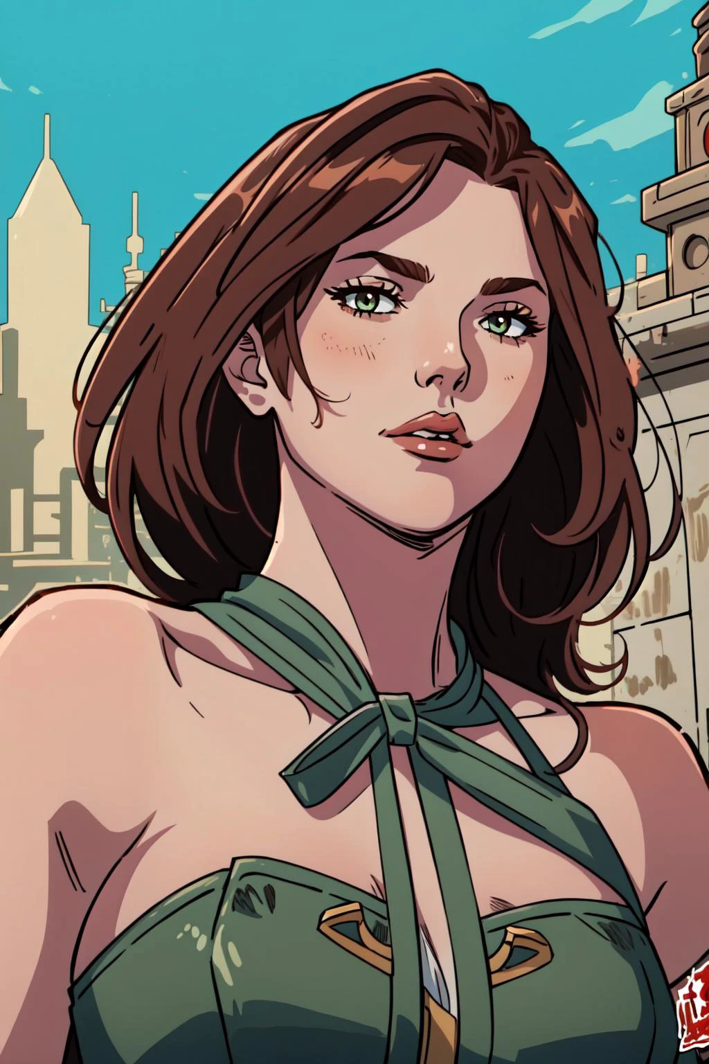 (masterpiece, best quality), intricate details, 8k, artstation, wallpaper, official art, splash art, sharp focus,
1girl, <lora:EmeraldHeraldV1:0.7> EmeraldHerald, brown hair, <lora:GoodHands-beta2:0.8>
<lora:Comics-10:0.8>