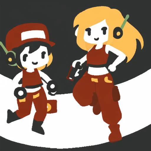 <lora:child-drawing:1>, 1girl, <lora:curly brace v1:1>, curly brace, smile, full body, crop top, pants, red boots, simple, gun