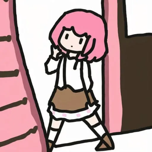 1girl, pink hair, white skirt,