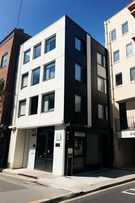 wabstyle, <lora:wabstyle:1> white, black, A building,