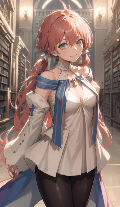 archetype hairstyle, outfit-archetype,arms behind back,cowboy shot,library,smile <lora:outfit-archetype_earthv2-pynoise:1> <lora:char-carno_p:0.9>