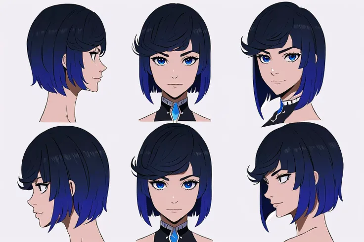 Highly detailed, High Quality, Masterpiece, beautiful, Yelan\(genshin impact\), Yelan:1.2, short hair, blue hair <lora:Char_GenshinImpact_Yelan:0.8>, MultiView, <lora:HeadModelSheet:0.9>