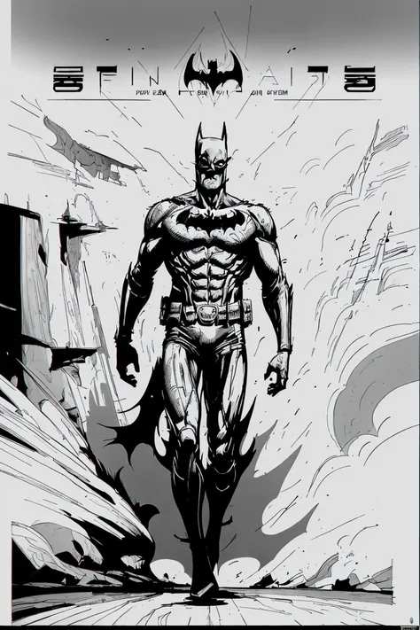 batman, superhero suit, comic cover art, poster art, neoplasticism, <lora:Dystopian_Ink-000004:.8>