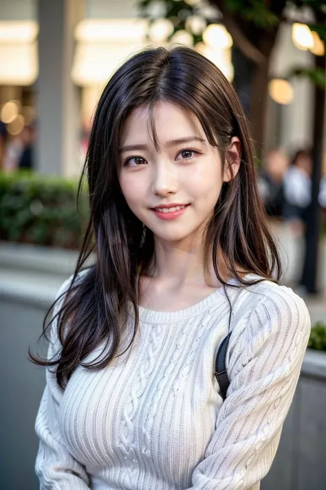 masterpiece, best quality, realistic, realskin, hyperrealistic, cinematic, high quality, high resolution, ray tracing,
<lora:more_details:0.6>, <lora:tifoseMix64_s:0.7>, <lora:iu_v35:0.5> ,iu1,
1girl, solo, Eyes looking at the camera, (light smile:1.5), large breasts, upper body,
long hair, black hair, (white sweater:1.5), long sleeves, depth of field, outdoors,