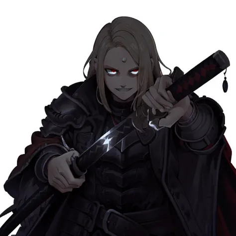masterpiece, best quality,
<lora:darkness_v100:0.8>,at night,darkness,(no light:1.4),(glowing eyes:1.2), ((SCARLET EYES)), ((red eyes), evil grin
IncrsUnsheathingAKatanaMeme, sheath, holding sheath, <lora:ChihiroUnsheathingAKatanaMeme:0.8>,
1boy zenos, red cape shoulder armor black coat <lora:zenos:1> looking at viewer upper body