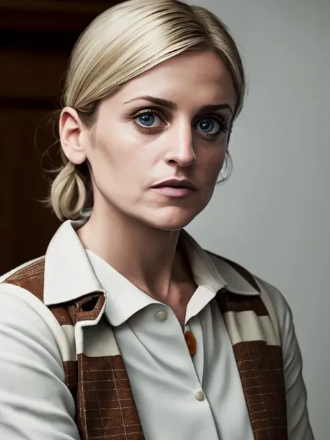 photo of (DedraMeero2:0.99), looking at the camera wearing a striped polo shirt, with a denim jacket, detailed face, realistic skin, high quality, (brown eyes:1.1), Leica 50mm, f1. 4, natural light, grainy, (high detailed skin:1.2)