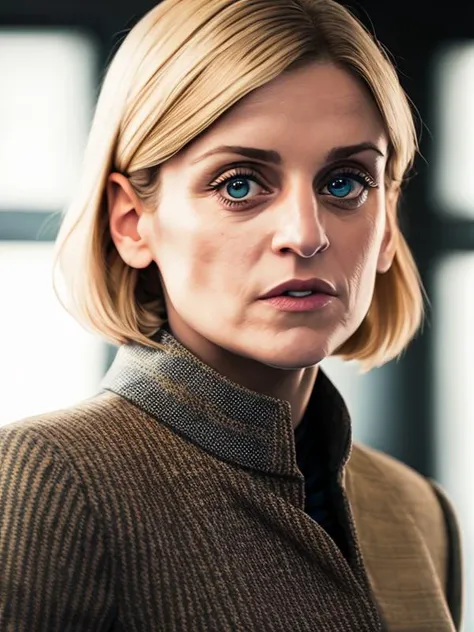 photo of (DedraMeero2:0.99), looking at the camera wearing a striped turtleneck sweater, with a tailored suit jacket, detailed face, realistic skin, high quality, (brown eyes:1.1), Leica 50mm, f1. 4, natural light, grainy, (high detailed skin:1.2)