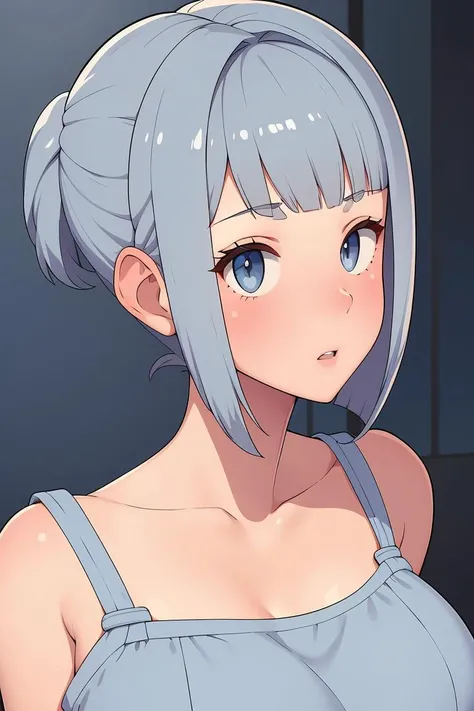 (masterpiece, best quality), 1girl,Blue-gray Short and Tousled Hair with Taper Fade, Size G breasts, <lora:borisu:1>
