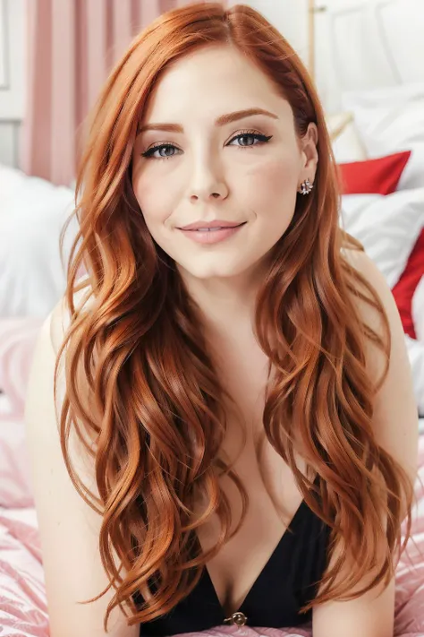 (angle from top:1.25) a highly detailed photo of redhead mnetgy wearing a nightgown dress,(lying down on a pillow over the bed:1.2) in a bedroom,bright brown eyes,(nice human hands,perfect human hands),(busty),(curvy hips:1.1),(beautiful legs:1.2),daylight,(depth of field),<lora:Mine_Tugay_v1.1:0.75> <lora:GoodHands-beta2:0.5>