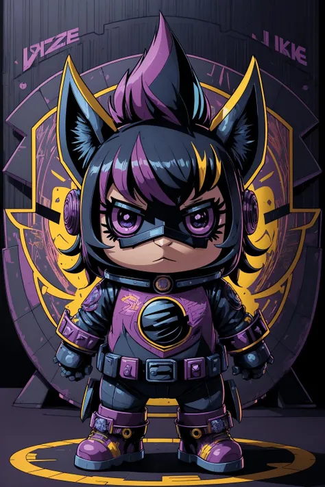 <lora:grafitize_v1:1> grafitize solo
masterpiece, best quality, intricate details, highly detailed raw photography, photorealism, photorealistic, soft focus, volumetric lighting, volumetric shadows, cinematic light, large-scale, 8k-perfect-arnold
batgirl, ((standing on base)), toy, chibi
particles with graffiti effect all around, (((two-tone background)))