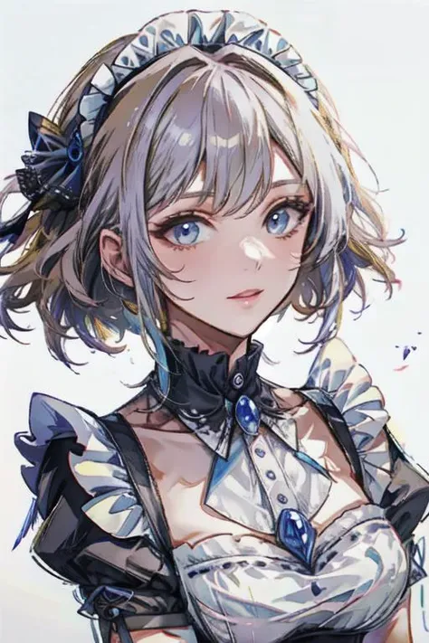 beautiful 1girl mid|half portrait of a mature maid