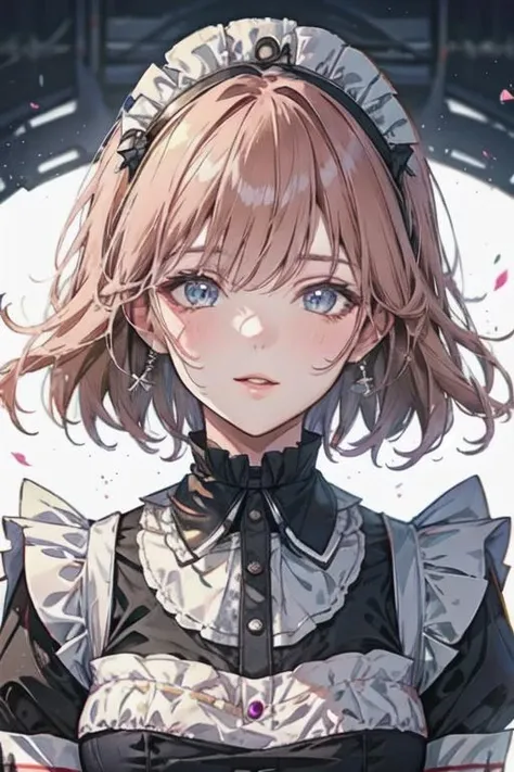 beautiful 1girl mid|half portrait of a mature maid