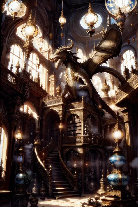 <lora:Night scene_20230715120543:0.7> <lora:classic dragon:0.9> (dragon), <lora:IvoryGoldAI:0.5> ivorygoldai, <lora:libraryai_V10:0.7> libraryai, library