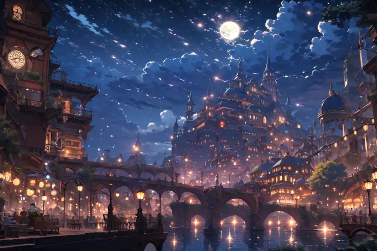 (masterpiece:1.2), best quality,PIXIV,Night scene,
scenery, cloud, no humans, sky, outdoors, tree, castle, mountain, river, cloudy sky, water, waterfall
<lora:Night scene_20230715120543:1>