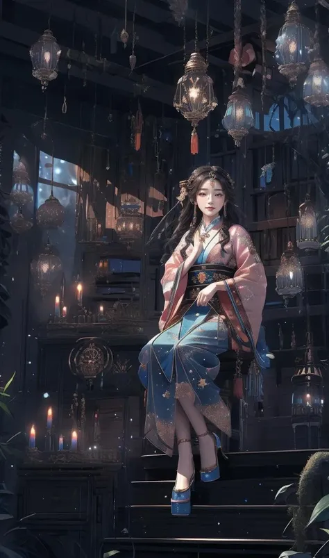 Best quality, masterpiece, high resolution, 1girl, bust, squat, blush, firefly, (seductive smile: 0.8), star pupil, Chinese Hanfu, hair accessories, necklace, jewelry, beautiful face, upon_body , Tyndall Effect, Photorealism, Dark Studio, Rim Lighting, Two Tone Lighting, (High Detail Skin: 1.2), 8k Ultra HD, DSLR, Soft Lighting, High Quality, Volumetric Lighting, Top Shot, Photo, High resolution, 4k, 8k, bokeh<lora:Night scene_20230715120543:1.2>, Night scene,