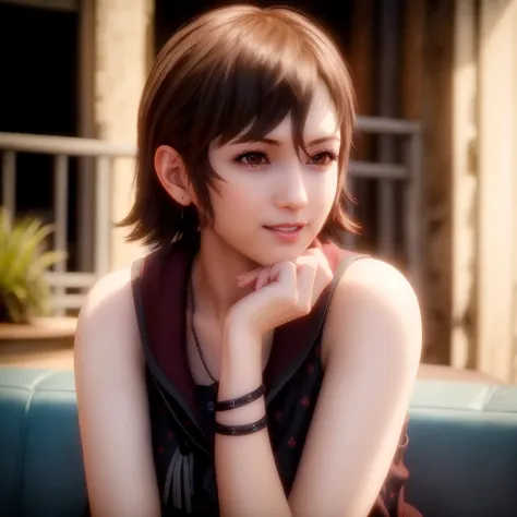 IrisAmicitia, realistic, (photorealistic:1.3), masterpiece, best quality, 1girl, cute pose, smile, ray tracing, cinematic lighting