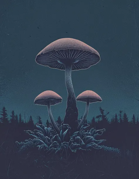 magic mushrooms <lora:novuschroma28 style_b2:1> novuschroma28 style