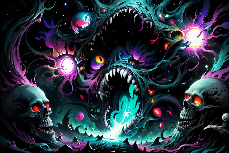 <lora:xl_more_art-full_v1:0.7>, (best quality:1.5), (hyperrealism:1.3), (intricate emotional details:1.5), (ultra detailed), (sharp focus), (sharp details), detailed digital illustration of a [Hidden cave entrance to underworld:Quantum rifts distorting reality around:0.5], Cosmic Horror,  <lora:ColorART:0.7> ColorART , <lora:EnvyNIghtmareXL01:0.7>