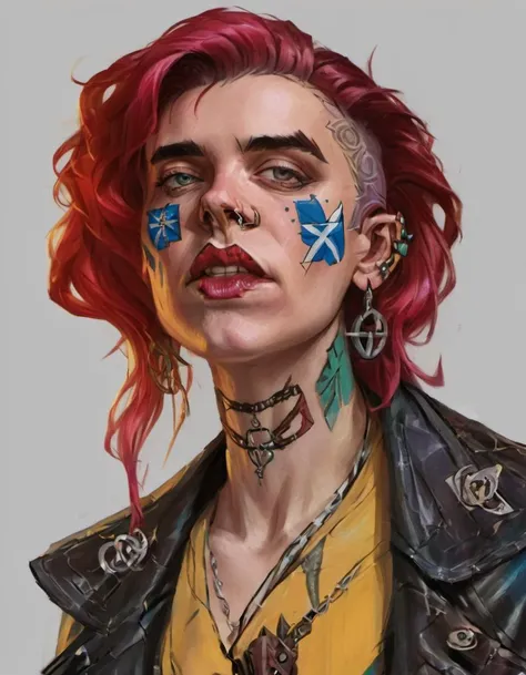 a Scottish woman colorpunk portrait <lora:XLPUNK_0.3_RC:0.8>