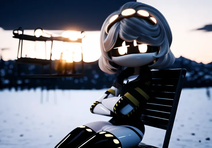 cinematic photo, sharp makro closeup, [filewords], sexy dronev waifu, beautifull garden, bright sunnlight, sitting on garden chair, wonderfull day, colloumous cloudes, big mountains in background, black legs, crossed arms <lora:SSVD-for-Super-D:1>