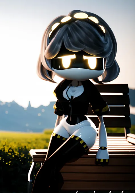 cinematic photo, sharp makro closeup, [filewords], sexy dronev waifu, beautifull garden, bright sunnlight, sitting on garden chair, wonderfull day, colloumous cloudes, big mountains in background, black legs <lora:Super-Stable-V-Uzi-Diffusion-retrainX1:0.35> <lora:Super-Stable-V-Diffusion-[rev4]:0.65>