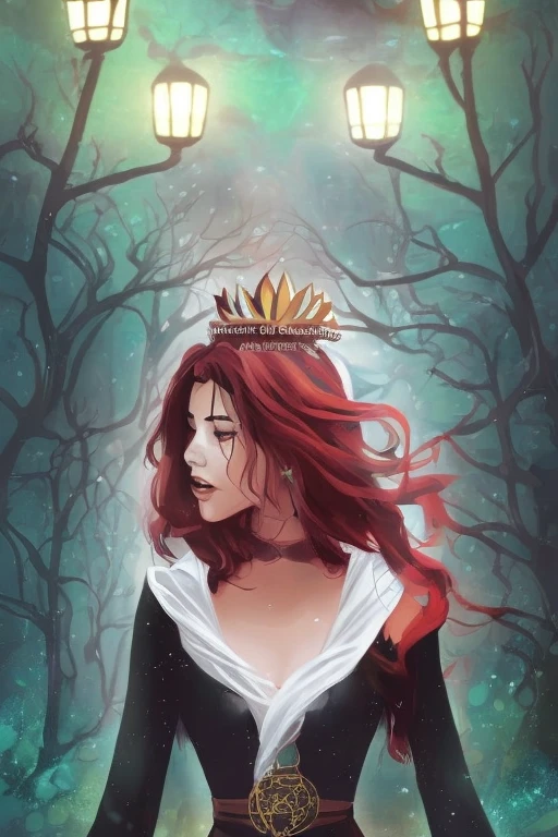 tarot card style, digital illustration, comic book cover, 1girl,aurora, wearing a kimono, rainbow_hair, constellation, crescent_moon, crown, dust, embers, ferris_wheel,solo, foggy future cinematic lighting, wlop, art by artgerm, anidzk2