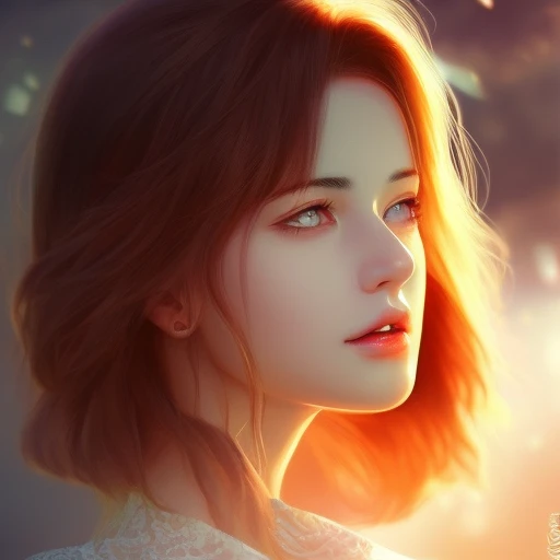 digital illustration style, 1girl, bangs, kimono, summer time, heterochromia, looking_at_viewer, short_hair, solo, foggy future cinematic lighting, wlop, art by artgerm, anidzk2
