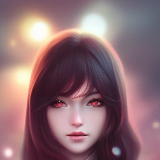digital illustration style, 1girl, bangs, kimono, summer time, heterochromia, looking_at_viewer, short_hair, solo, foggy future cinematic lighting, wlop, art by artgerm, anidzk2