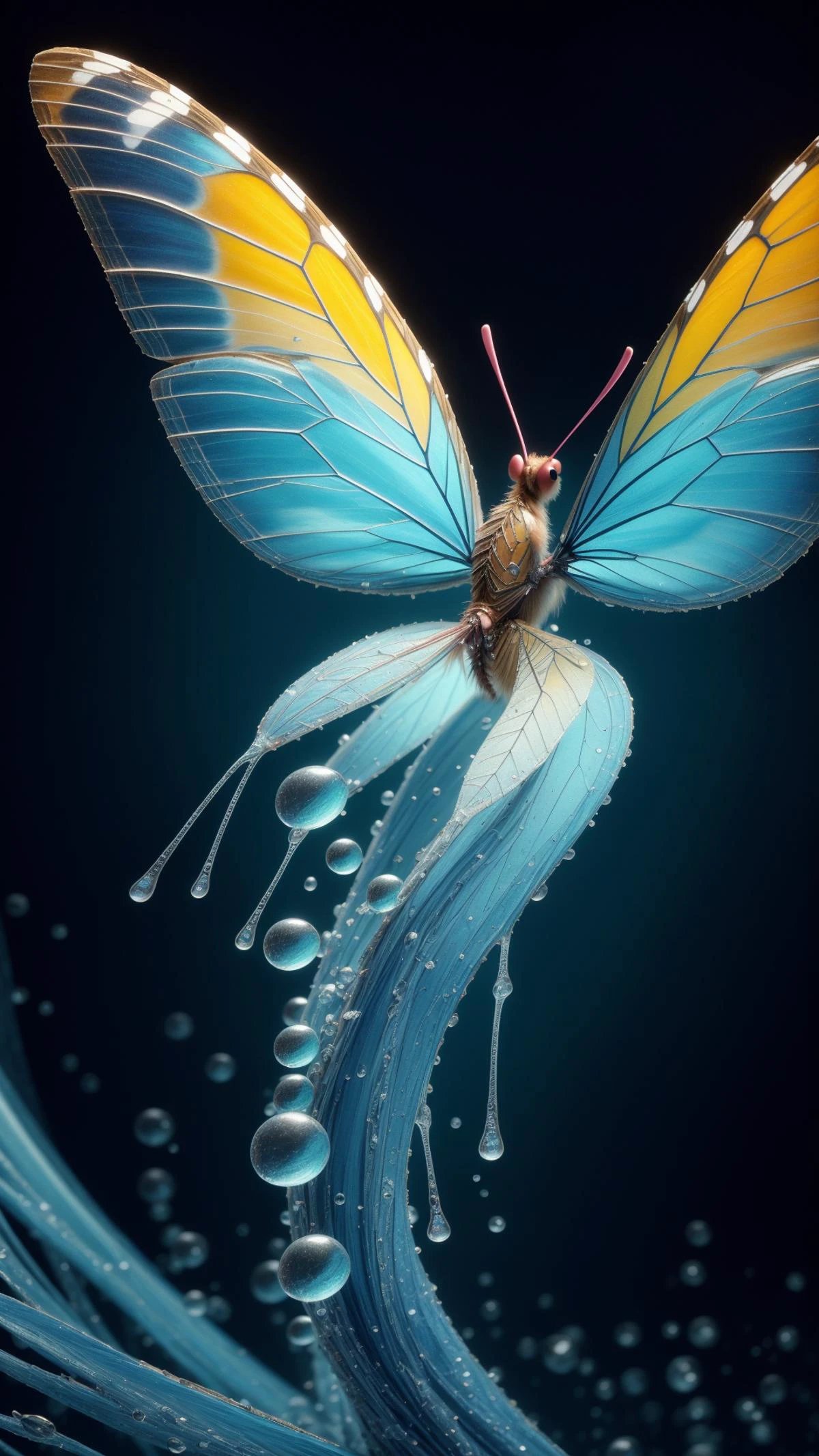 <lora:ElementWater:0.7>ElementWater butterfly mosaic, glowing wings, close-up, vibrant colors, intricate patterns, high definition, detailed texture, abstract, bokeh background, soft lighting, pastel colors, watercolor effect, dreamy atmosphere, fantasy, artistic, beautiful, delicate, inspiring, nature, close-up shot, shallow depth of field, nature inspired, water, wet, drops, (Masterpiece:1.3) (best quality:1.2) (high quality:1.1)