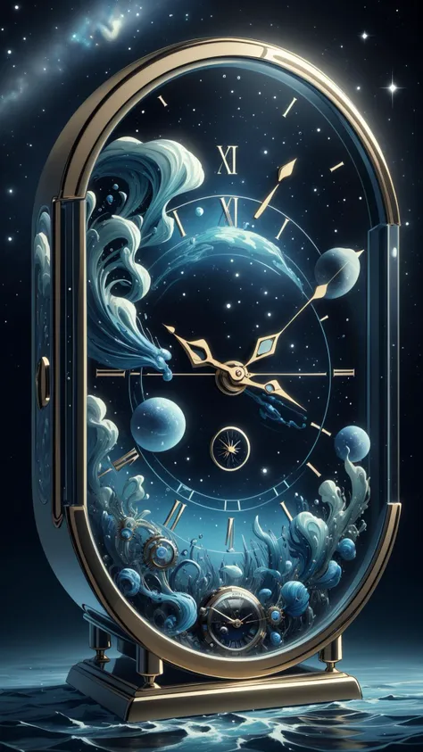 <lora:ElementWater:0.7>ElementWater a watchmaker repairing a clock filled with tiny galaxies, nature inspired, water,  wet, drops, (Masterpiece:1.3) (best quality:1.2) (high quality:1.1)