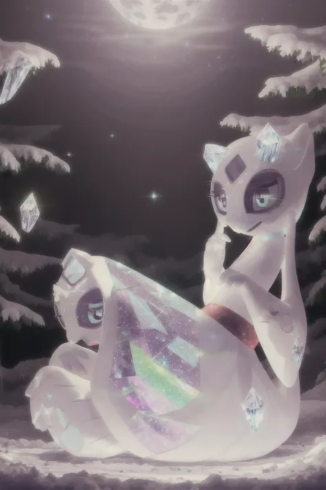 masterpiece, best quality,realistic, fur, wide hips, thick thighs, female, solo, froslass, pokemon, long dress, cute, crystal iridescent dress, night, shining in the moon light, clear image, atmospheric
<lora:froslass_000008:1>
<lora:glassHairWIPRead_v1:0.7>