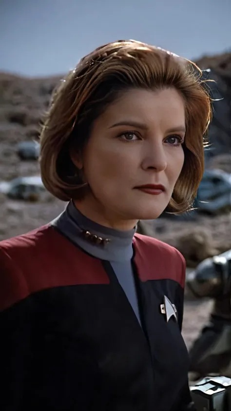 cinematic film still cinematic photo breathtaking  <lora:captain_janeway_100x100-step00014000:1> captain_janeway, woman, 4K resolution, (extraterrestrial  starship), (futuristic explorer gear), (sense of wonder), (rich and intricate details), (photo-realistic quality), (mysterious atmosphere), (shimmering alien lakes), (vast horizon), (unearthly colors), (dynamic shadows)
 . award-winning, professional, highly detailed . 35mm photograph, film, bokeh, professional, 4k, highly detailed . shallow depth of field, vignette, highly detailed, high budget Hollywood movie, bokeh, cinemascope, moody, epic, gorgeous, film grain, grainy