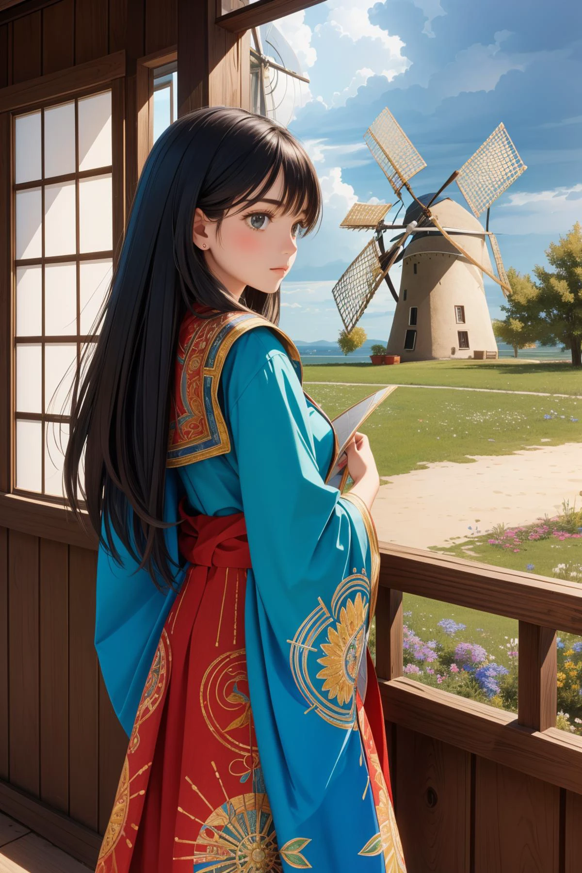 1girl, (expressionism art by James Ensor:1.1) and (Kestutis Kasparavicius:1.3) , masterwork Photograph, intricate background, POV shot of a Haitian ([Red oak:Windmill:2]:1.3) , the Windmill is very Haunted and Enchanting, it is in a Elder Scrolls setting, it is engraved with herringbone and Captivating details, spring background, crowded city and Globular cluster in background, Stormy weather, deep focus, Ultra Detailed, Cozy, Cloisonnism, moody lighting, Cinestill, compact camera, L USM, CineColor, Ebru, Batik, extremely beautiful, 4K, ornate, cinema, artistic