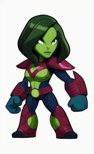 Brawlhalla, (brawlhalla style:1.2),Gamora , standing, full body, centered, white background.