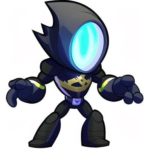 Brawlhalla, brawlhalla style, huge eye face, black suit, (full body:1.1), white background