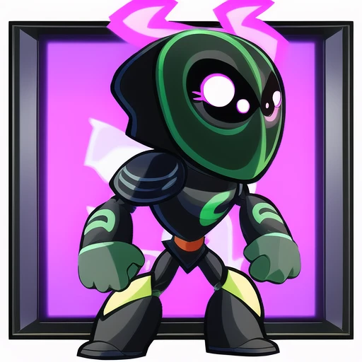 Brawlhalla, brawlhalla style, huge eye face, black suit, (full body:1.1), white background