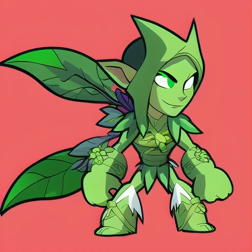 Brawlhalla, (brawlhalla style:1.1), forest elf, pointy ears, green vines, flowers, woman, huge detailed bow, full body, simple background