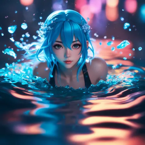 waterart, water, blurry, depth of field,<lora:waterart:1>, portrait of an anime person, aesthetic, wlop, trending on artstation, deviantart, anime key visual, 8k uhd