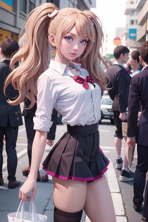 masterpiece, best quality,1girl,young girl,brown eyes,drill hair,frightened _face,tan skin,(nice leg line:1.3),thick thighs,thin waist,huge breasts:1.49,
BREAK
school uniformpencil skirt,thighhighs,flat shoes
BREAK
<lora:junko-enoshima-lora-3-10:0.6> , junko enoshima, blonde long hair, twintails, blue eyes, bangs,
BREAK
park,crowd,depth of field,looking at viewer,from side,upper body,legsupsexms,