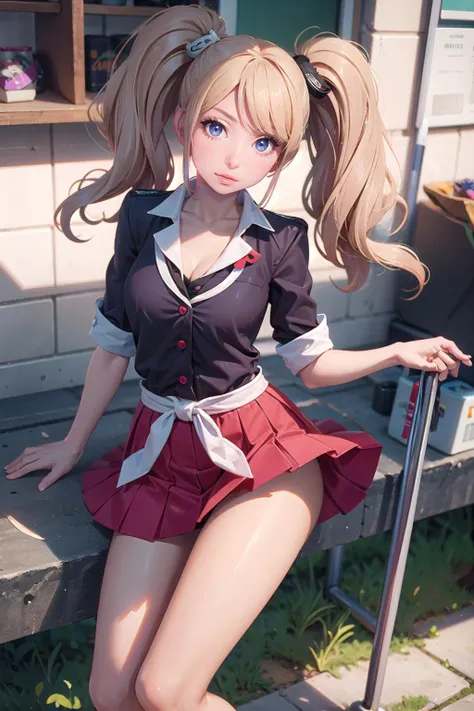 masterpiece, best quality,1girl,young girl,brown eyes,drill hair,arrogant _face,shiny skin,(nice leg line:1.3),thick thighs,thin waist,huge breasts:1.49,
BREAK
school uniformpencil skirt,pantyhose,sneakers
BREAK
<lora:junko-enoshima-lora-3-10:0.65> , junko enoshima, blonde long hair, twintails, blue eyes, bangs,
BREAK
store,crowd,depth of field,looking at viewer,from above,upper body,legsupsexms,