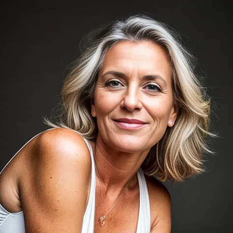 RAW photo, sfw, a beautiful Middle-aged german woman posing for a portrait photo, captured by a Canon EOS 5D Mk IV, 35mm lens, f2.8, , 8k uhd, dslr, soft lighting, high quality, film grain, Fujifilm XT3