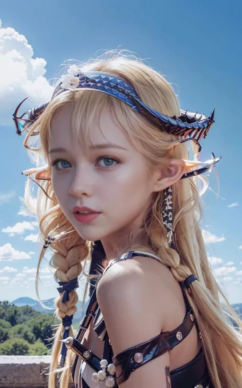 (8k, RAW photo, best quality, masterpiece:1.2), (realistic, photo-realistic:1.37),1girl,(Kpop idol), (aegyo sal:1),python tail,cute,Demon Hornorigen,cowboyshot,horns,headband,