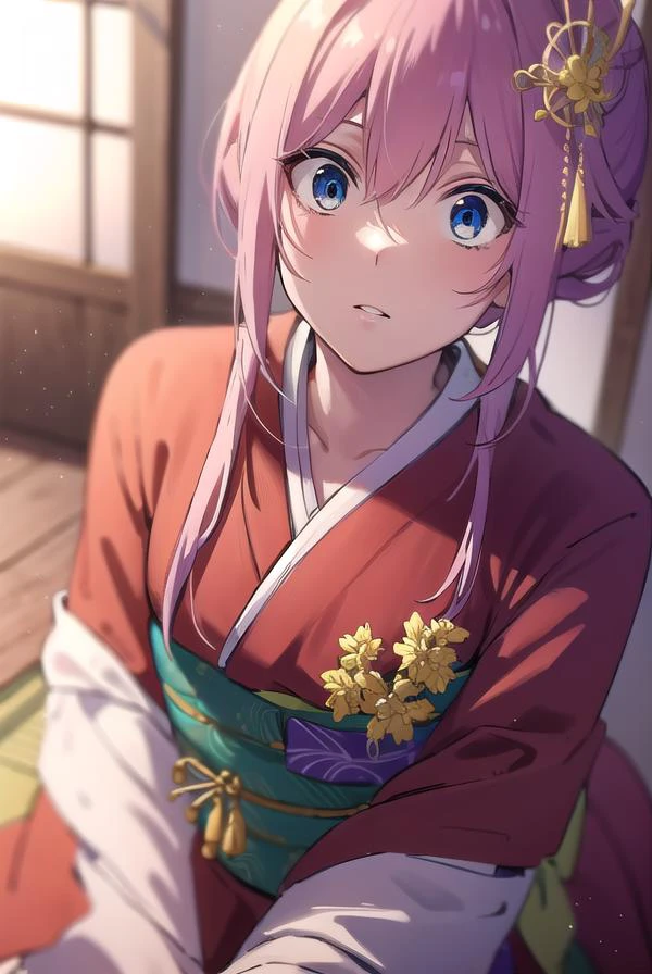 kayosudou, <lyco:kayosudou-lyco-nochekaiser:1>,
kayo sudou, blue eyes, pink hair, long hair, <lora:surprised_v100:1>,
BREAK flower, flowes, green sash, hair ornament, japanese clothes, kimono, obi, red kimono, sash,
BREAK cowboy shot, looking at viewer,
BREAK indoors,
BREAK <lyco:GoodHands-beta2:1>, (masterpiece:1.2), best quality, high resolution, unity 8k wallpaper, (illustration:0.8), (beautiful detailed eyes:1.6), extremely detailed face, perfect lighting, extremely detailed CG, (perfect hands, perfect anatomy),