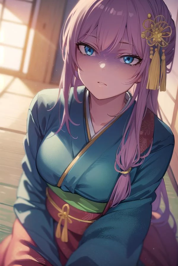 kayosudou, <lyco:kayosudou-lyco-nochekaiser:1>,
kayo sudou, blue eyes, pink hair, long hair, <lora:gekioko_v200:1>, <lora:paleface_v100:1>,
BREAK flower, flowes, green sash, hair ornament, japanese clothes, kimono, obi, red kimono, sash,
BREAK cowboy shot, looking at viewer,
BREAK indoors,
BREAK <lyco:GoodHands-beta2:1>, (masterpiece:1.2), best quality, high resolution, unity 8k wallpaper, (illustration:0.8), (beautiful detailed eyes:1.6), extremely detailed face, perfect lighting, extremely detailed CG, (perfect hands, perfect anatomy),