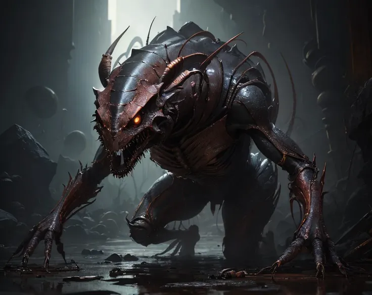 Amorphous creature. body horror sinister, award winning photo by daniel gerhartz, craig mullins. crustacean-creature, filmic cinematic still from the Gravedigger
photorealistic, photo, masterpiece, realistic, realism, photorealism, high contrast, photorealistic digital art trending on Artstation 8k HD high definition detailed realistic, detailed, skin texture, hyper detailed, armature, best quality, ultra high res, (photorealistic:1.4),, high resolution, detailed, raw photo, sharp re, by lee jeffries nikon d850 film stock photograph 4 kodak portra 400 camera f1.6 lens rich colors hyper realistic lifelike texture dramatic lighting unrealengine trending on artstation cinestill 800 <lora:stain:0.6> (HR GIGER architecture) MYR animalistic creature