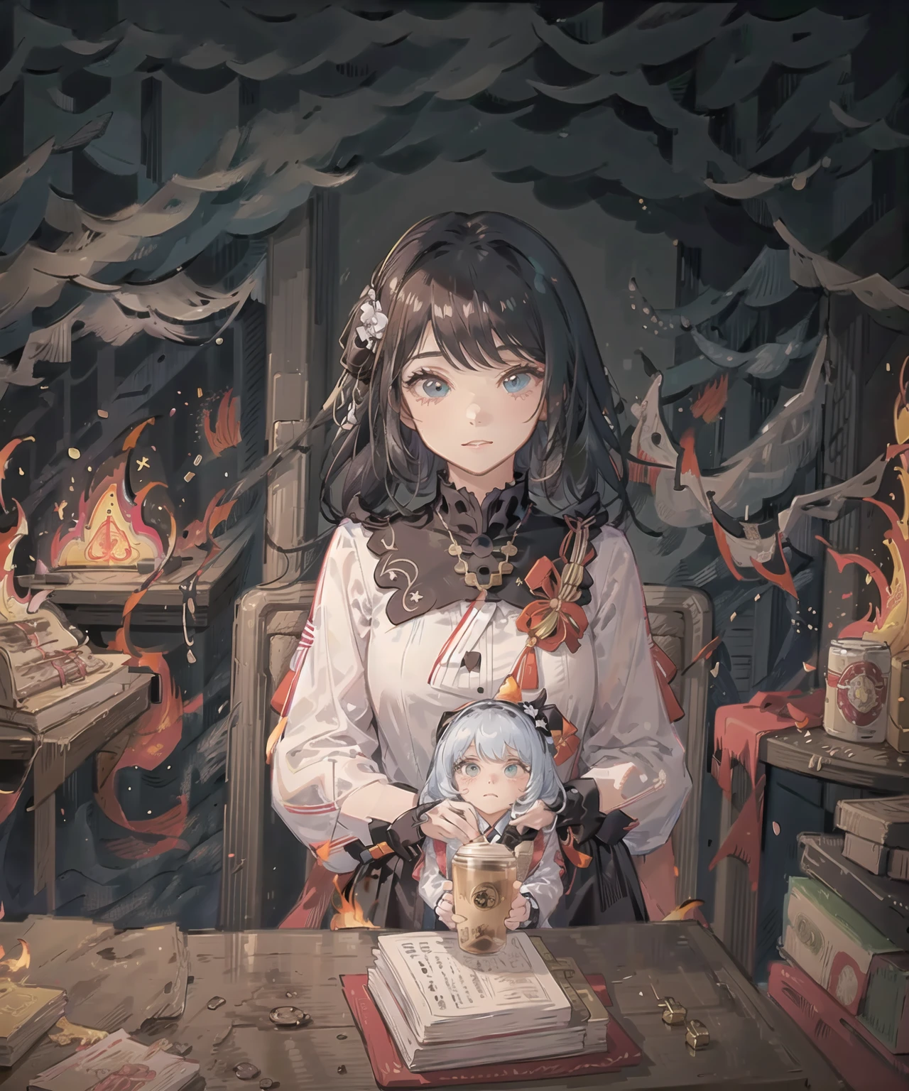 colorful butterfly,girl,red and white kimono torn sleeves,upper body,(detailed face:1.2), (medium breasts),(cleavage),(thigh bands),long Golden hair,asymmetrical bangs,Tarot border,The portrait is centered,(no weapon),(bouncing breasts), (raw photo:1.2), ((photorealistic:1.4)), best quality, masterpiece, illustration, an extremely delicate and beautiful, extremely detailed ,CG ,unity ,8k wallpaper, Amazing, finely detail, masterpiece,best quality,official art, extremely detailed CG unity 8k wallpaper, absurdres, incredibly absurdres, huge filesize, ultra-detailed, highres, extremely detailed,
beautiful detailed girl, extremely detailed eyes and face, beautiful detailed eyes, light on face, cinematic lighting, full body, full-body shot, see-through, outdoors, volumetric lighting , (tan background) , , <lora:lottalewdsThisisfine_v2:.1.5>, thisisfine, fire, blank stare, sitting at table drinking coffee, room full of fire, hands on lap