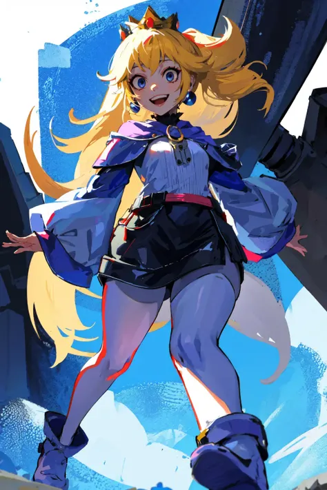 1girl , pretty, full body , from below , crazy smile <lora:AnimePunk:1> <lora:crazyExpressions_crazyExpressions:0.8> <lora:princessPeachCharacter_v10:1>
